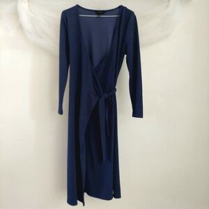 Banana Republic Navy Blue Long Sleeve Wrap Dress Petite Medium
